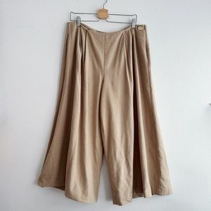 Vince Pleat Front Wool Wide Leg Pant / Brown Flannel Culotte